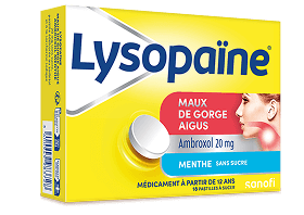 Médicament Lysopaine Maux de gorge aigues - Menthe sans sucre