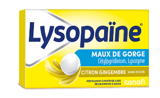 Médicament Lysopaine Maux de gorge Cethylpyridium, Lysozyme - Menthe sans sucre