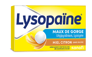 Médicament Lysopaine Maux de gorge Cethylpyridium, Lysozyme - Citron sans sucre